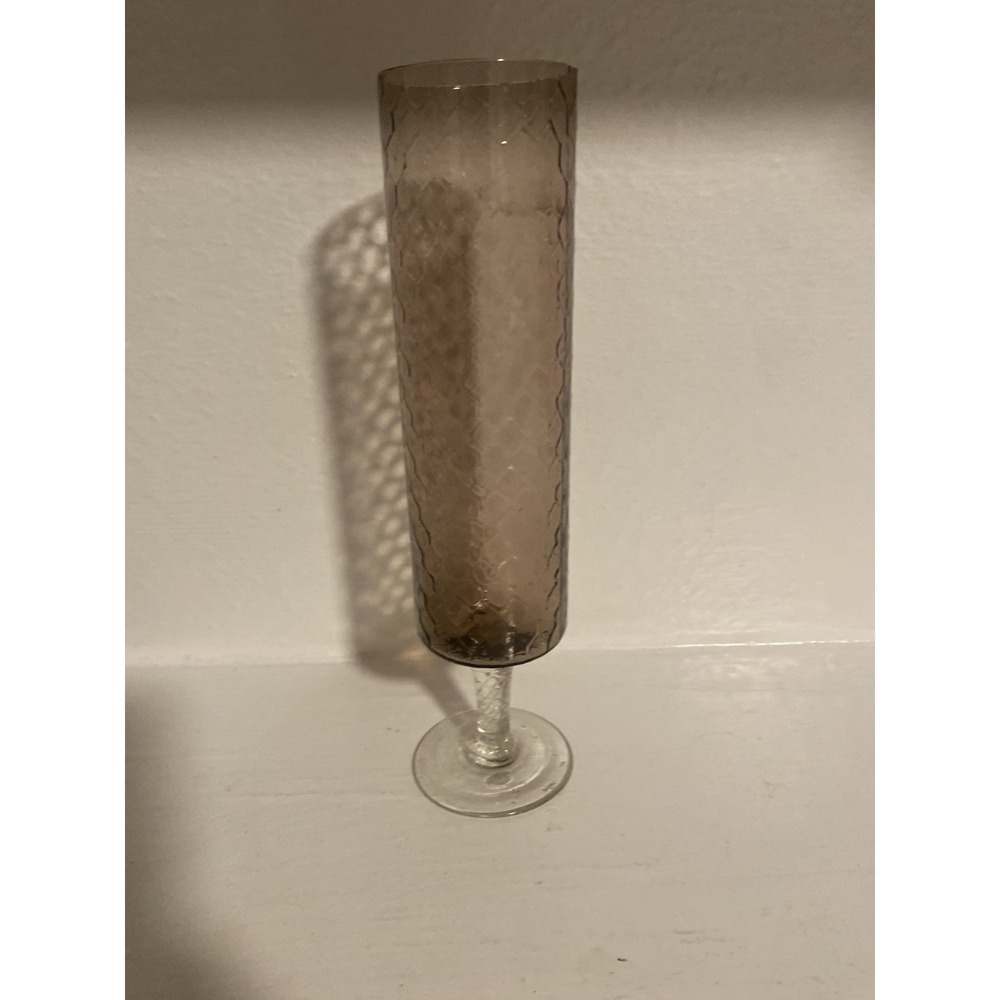 Vintage  Amethyst And Clear Glass Pedastal Vase